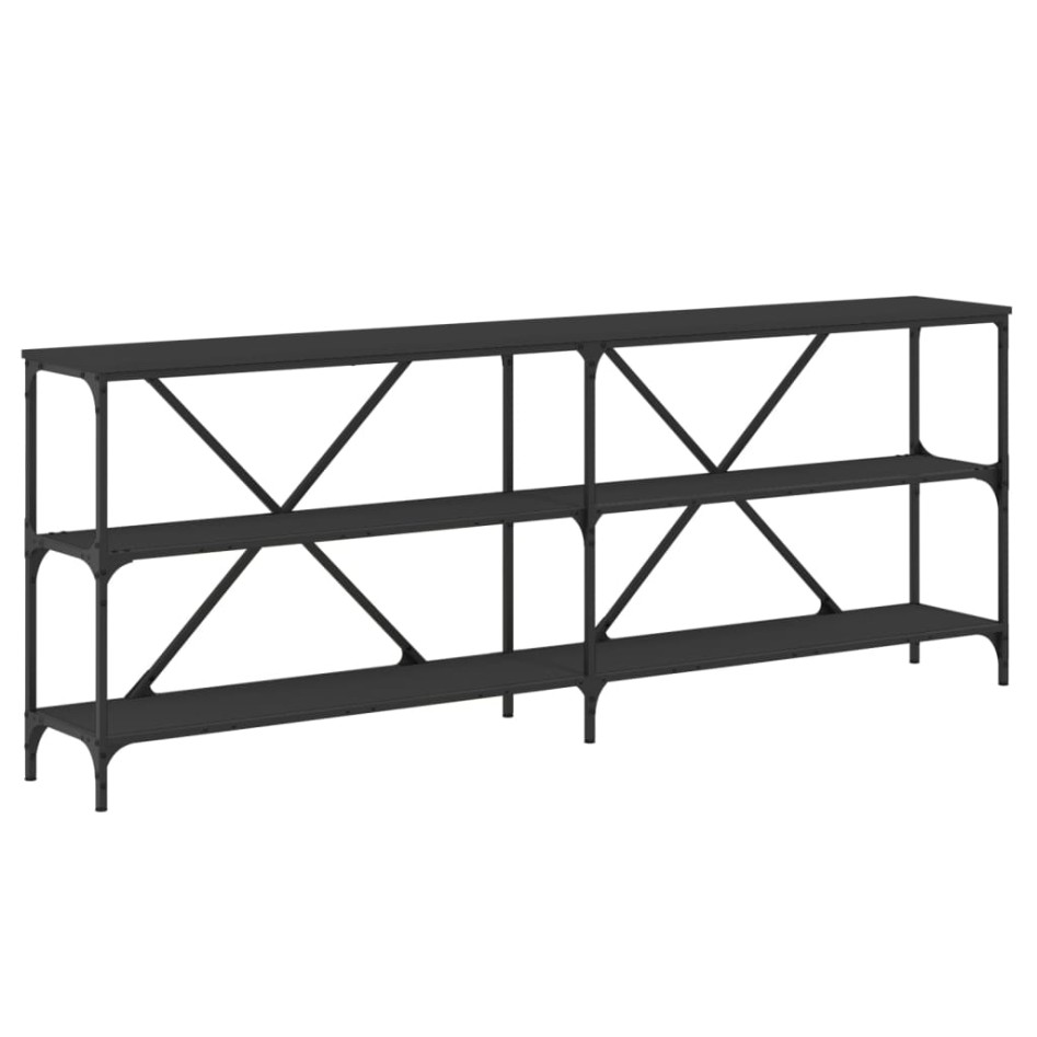 Mesa consola hierro y madera de ingeniería negro 200x30x75