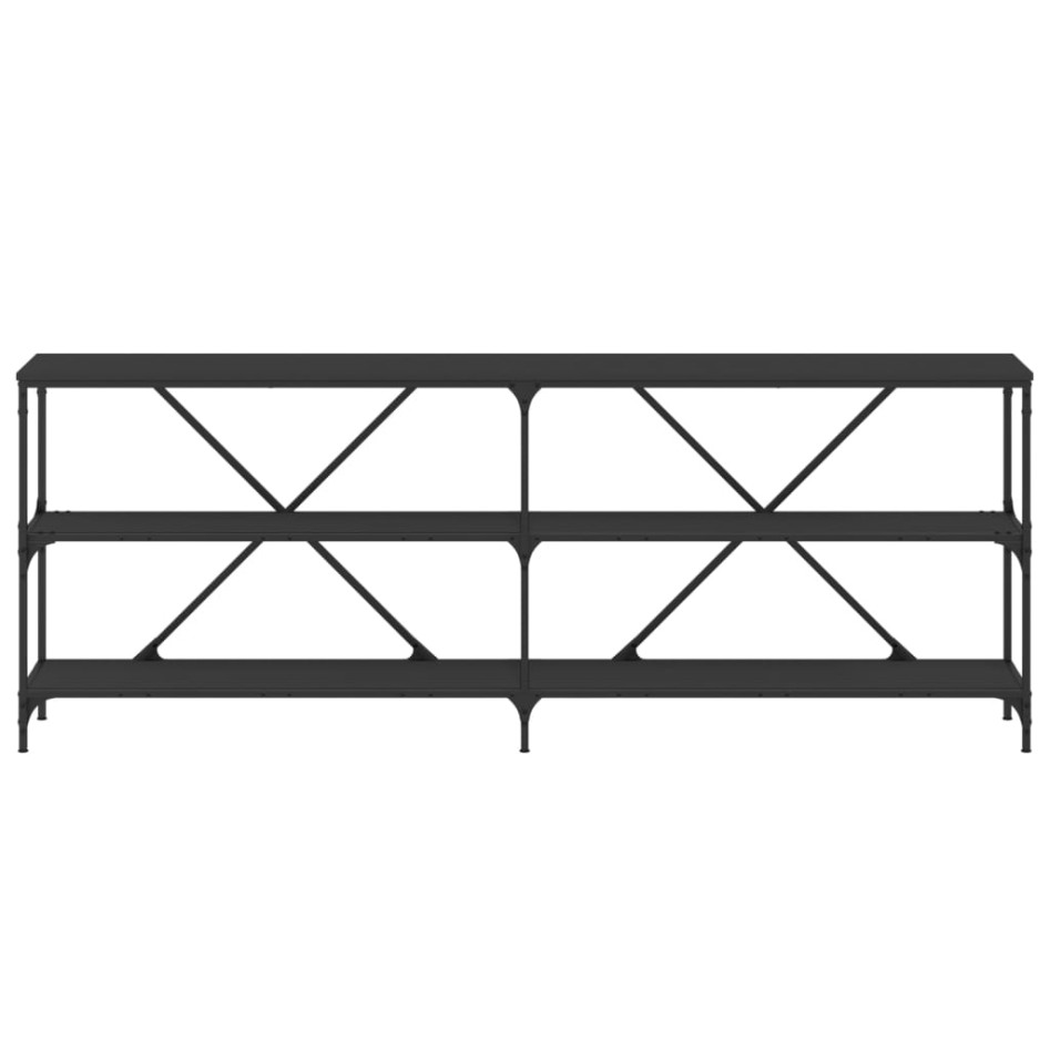 Mesa consola hierro y madera de ingeniería negro 200x30x75