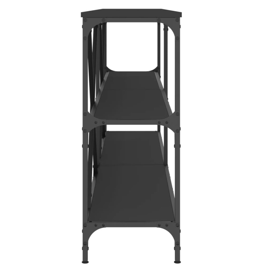 Mesa consola hierro y madera de ingeniería negro 200x30x75