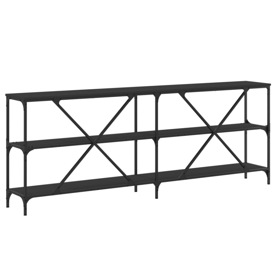 Mesa consola hierro y madera de ingeniería negro 200x30x75