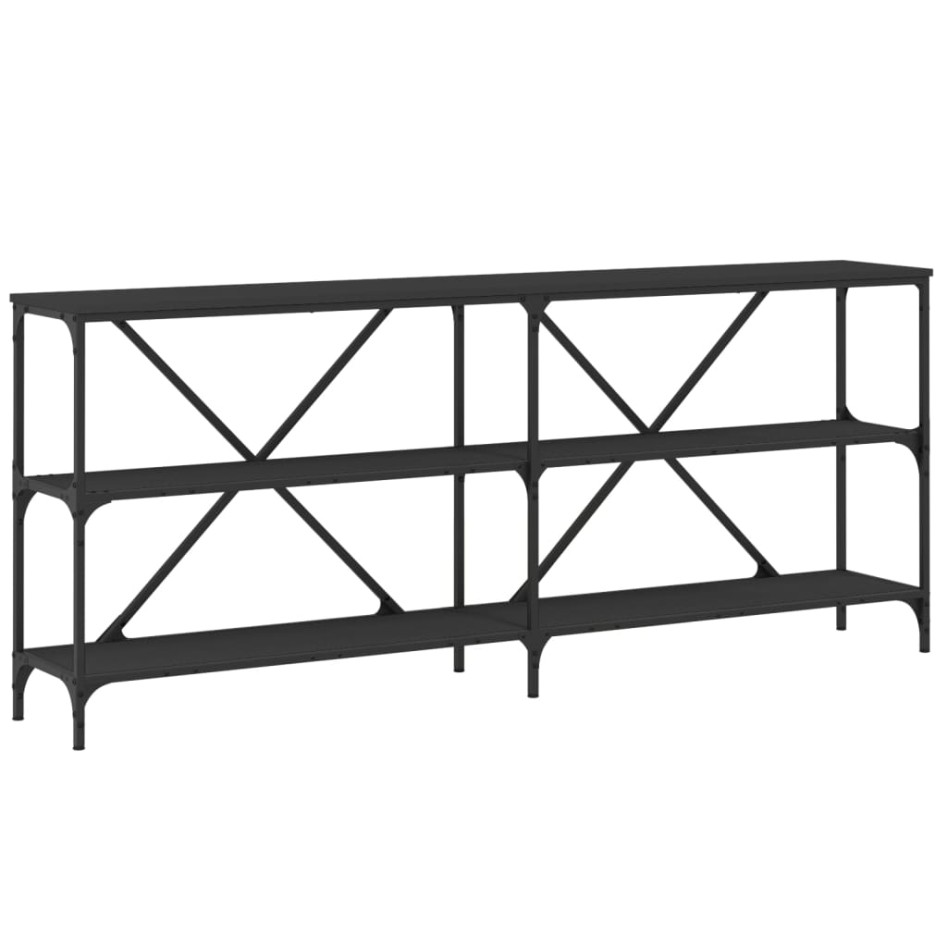 Mesa consola hierro y madera de ingeniería negro 180x30x75