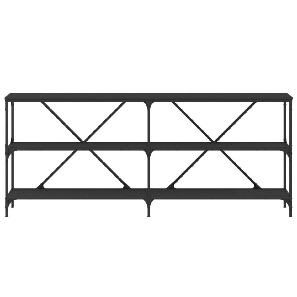 Mesa consola hierro y madera de ingeniería negro 180x30x75
