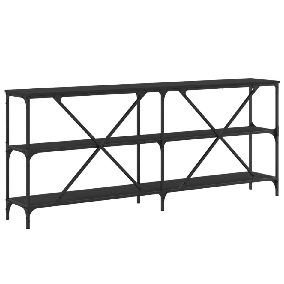 Mesa consola hierro y madera de ingeniería negro 180x30x75