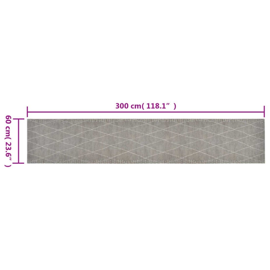 Alfombra de cocina lavable terciopelo dibujo rombos 60x300