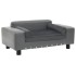 Sofá para perros felpa y cuero sintético gris 81x43x31