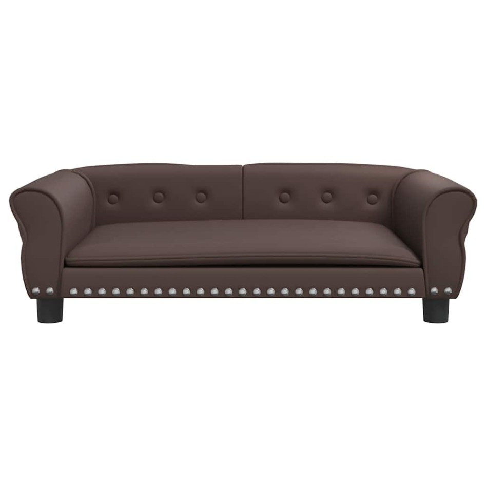Cama para perros de cuero sintético marrón 95x55x30