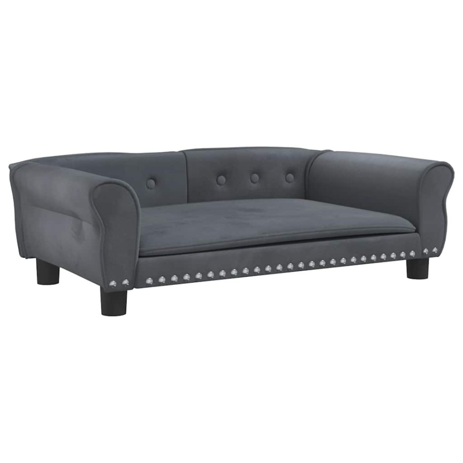 Cama para perros de terciopelo gris oscuro 95x55x30