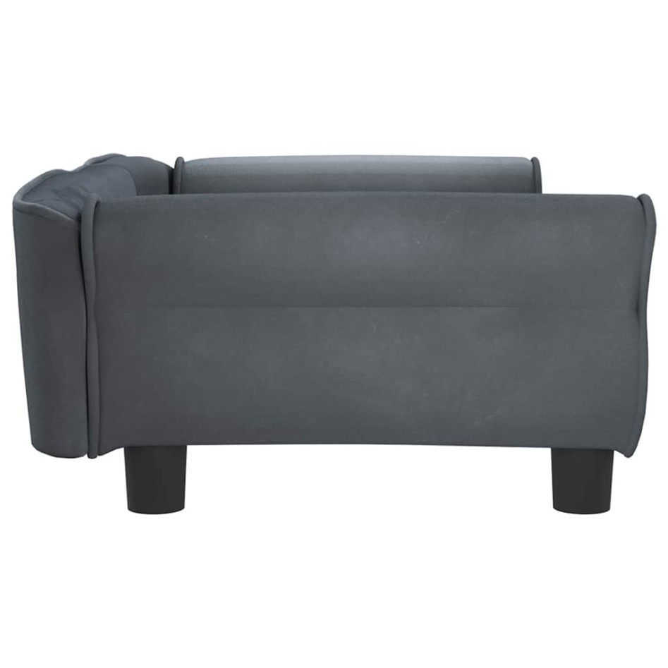 Cama para perros de terciopelo gris oscuro 95x55x30