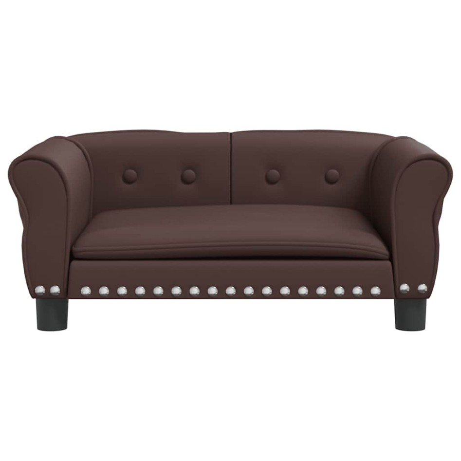 Cama para perros de cuero sintético marrón 70x45x30