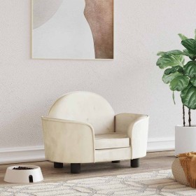 Cama para perros de terciopelo crema 66x40x45