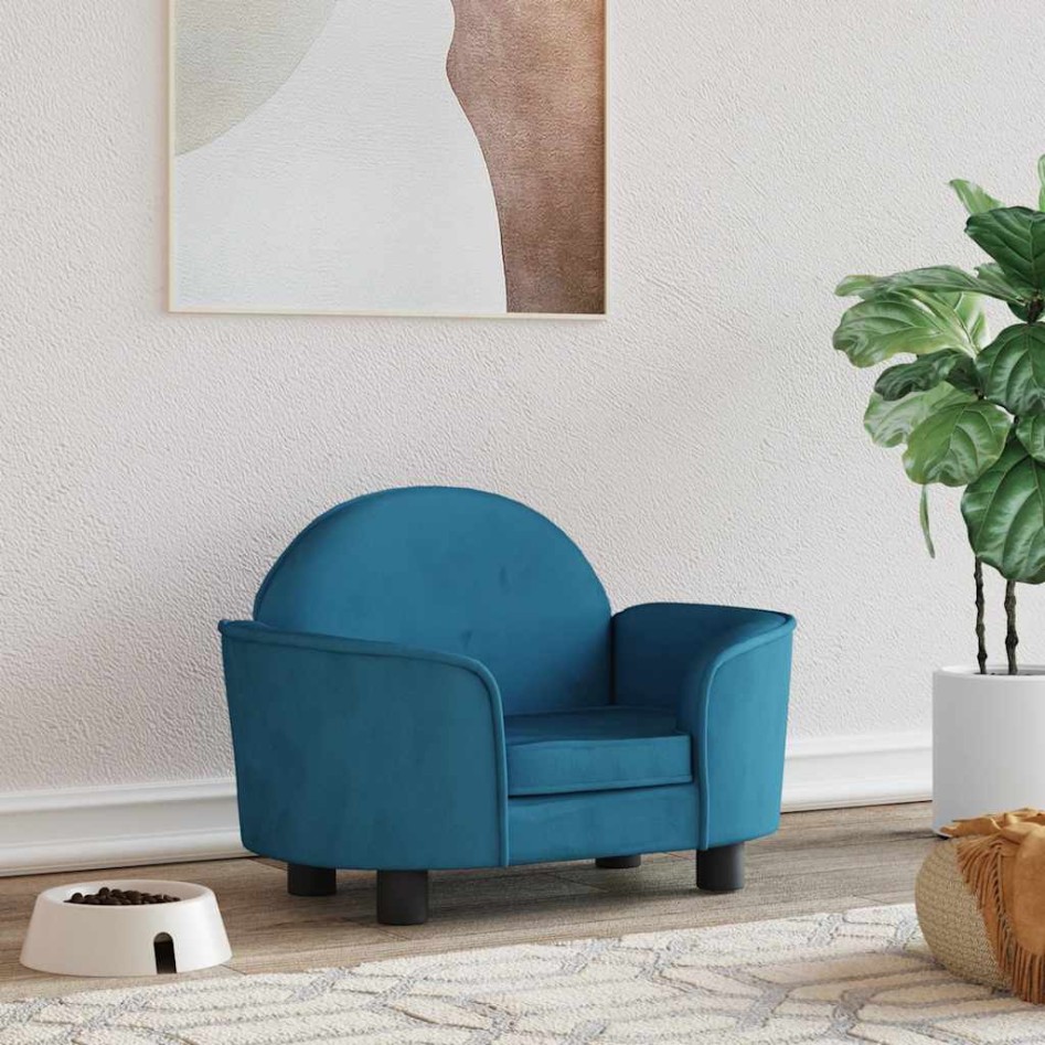 Cama para perros de terciopelo azul 66x40x45