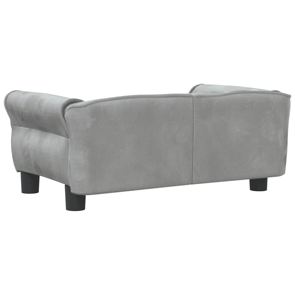 Cama para perros de terciopelo gris claro 70x45x30