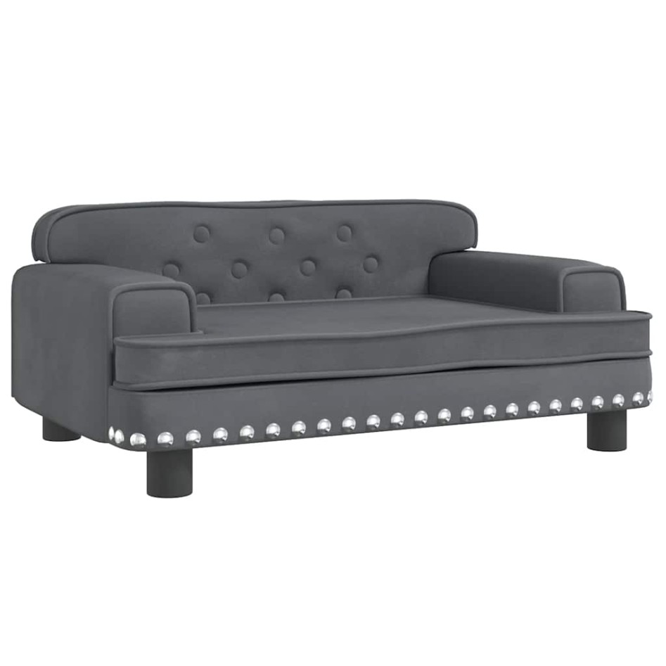 Cama para perros de terciopelo gris oscuro 70x45x30