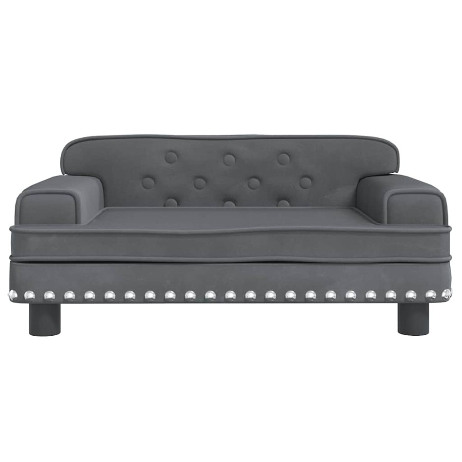 Cama para perros de terciopelo gris oscuro 70x45x30