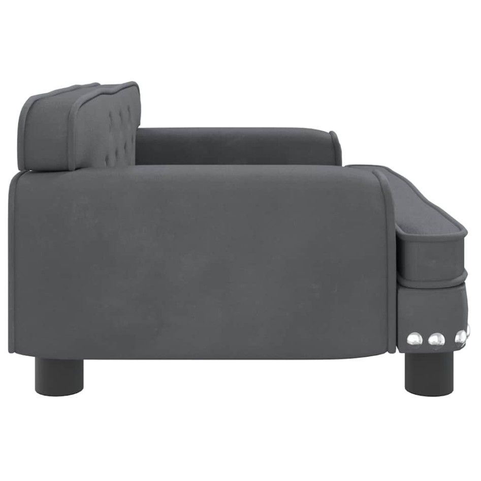 Cama para perros de terciopelo gris oscuro 70x45x30