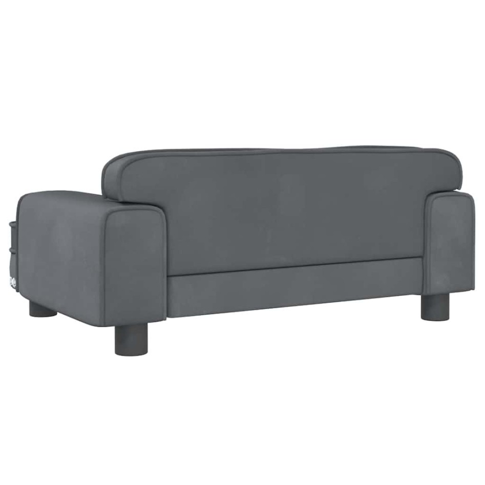 Cama para perros de terciopelo gris oscuro 70x45x30