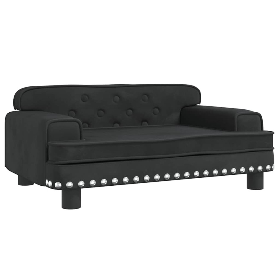 Cama para perros de terciopelo negra 70x45x30