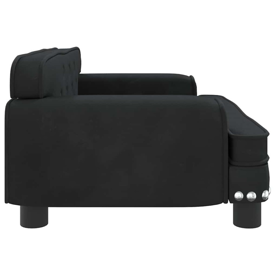 Cama para perros de terciopelo negra 70x45x30