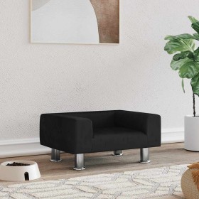 Cama para perros de terciopelo negra 50x40x26,5