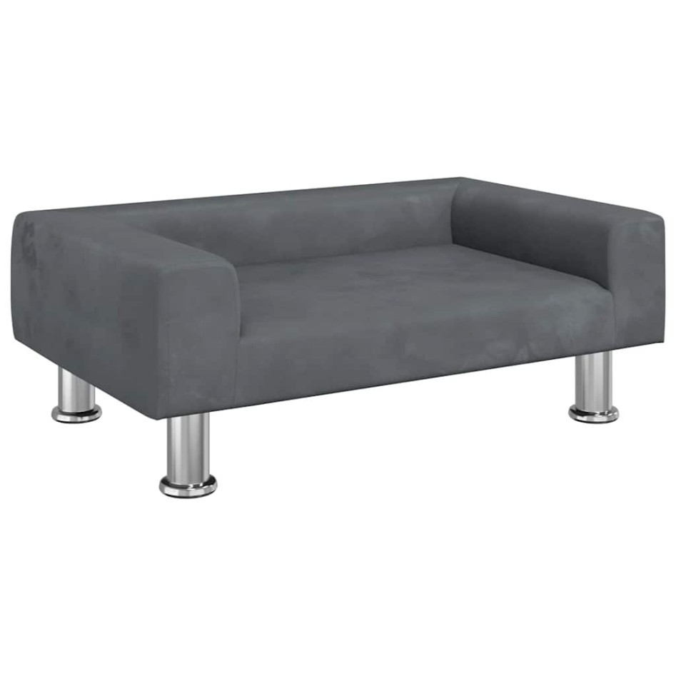 Cama para perros de terciopelo gris oscuro 70x45x26,5