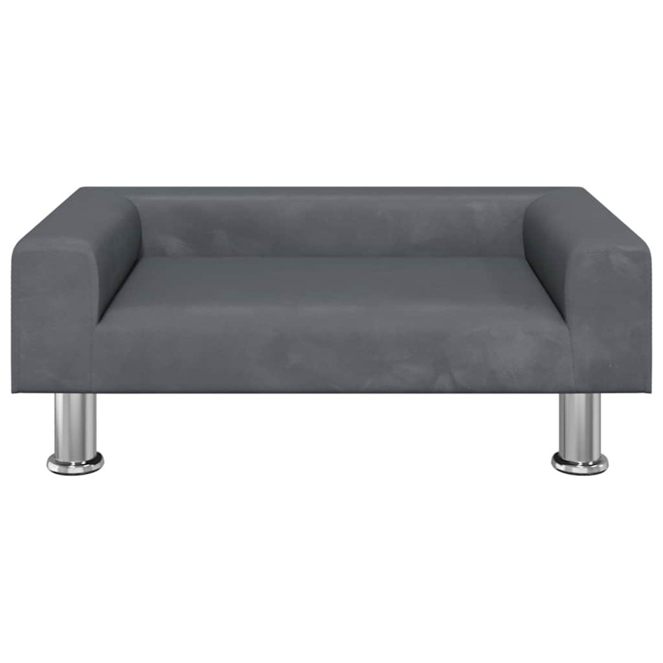 Cama para perros de terciopelo gris oscuro 70x45x26,5