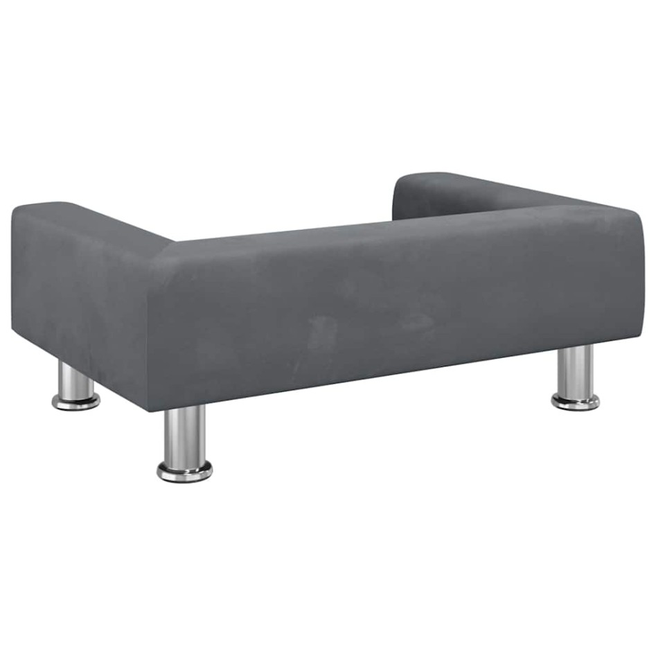 Cama para perros de terciopelo gris oscuro 70x45x26,5