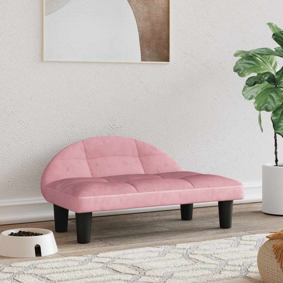 Cama para perros de terciopelo rosa 70x52x30