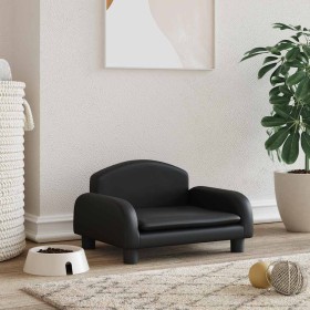 Cama para perros de cuero sintético negra 50x40x30