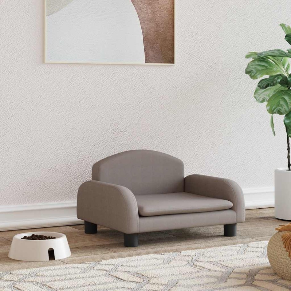 Cama para perros de tela gris taupe 50x40x30