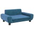 Cama para perros de terciopelo azul 70x45x33
