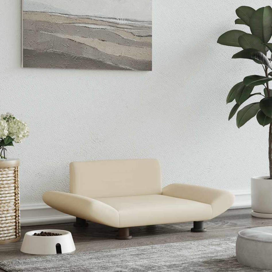 Cama para perros de tela crema 70x45x28