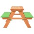 Mesa de pícnic para niños con bancos madera abeto 89x79x50