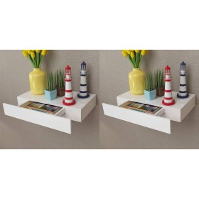 Estantes de pared flotantes con cajones 2 uds blanco 48