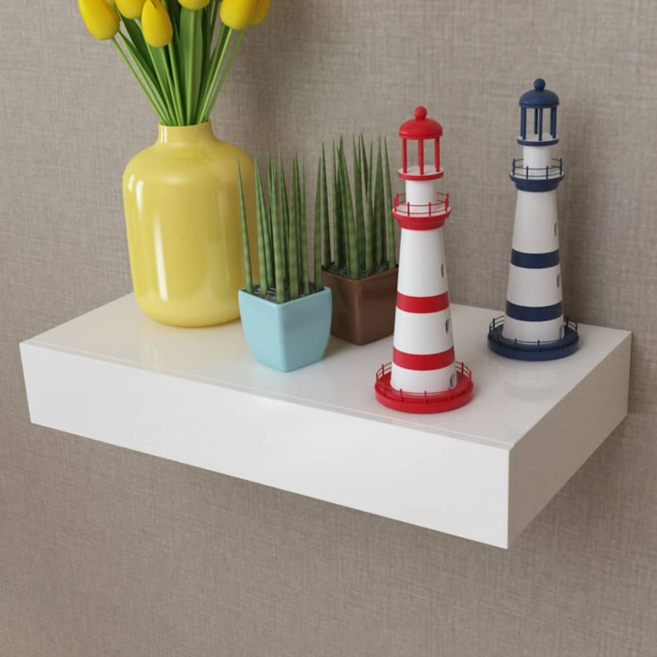 Estantes de pared flotantes con cajones 2 uds blanco 48