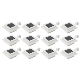 Lámparas solares cuadradas de exterior blancas 12 uds LED 12