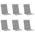 Cojín silla de jardín respaldo alto 6 uds tela gris 120x50x3