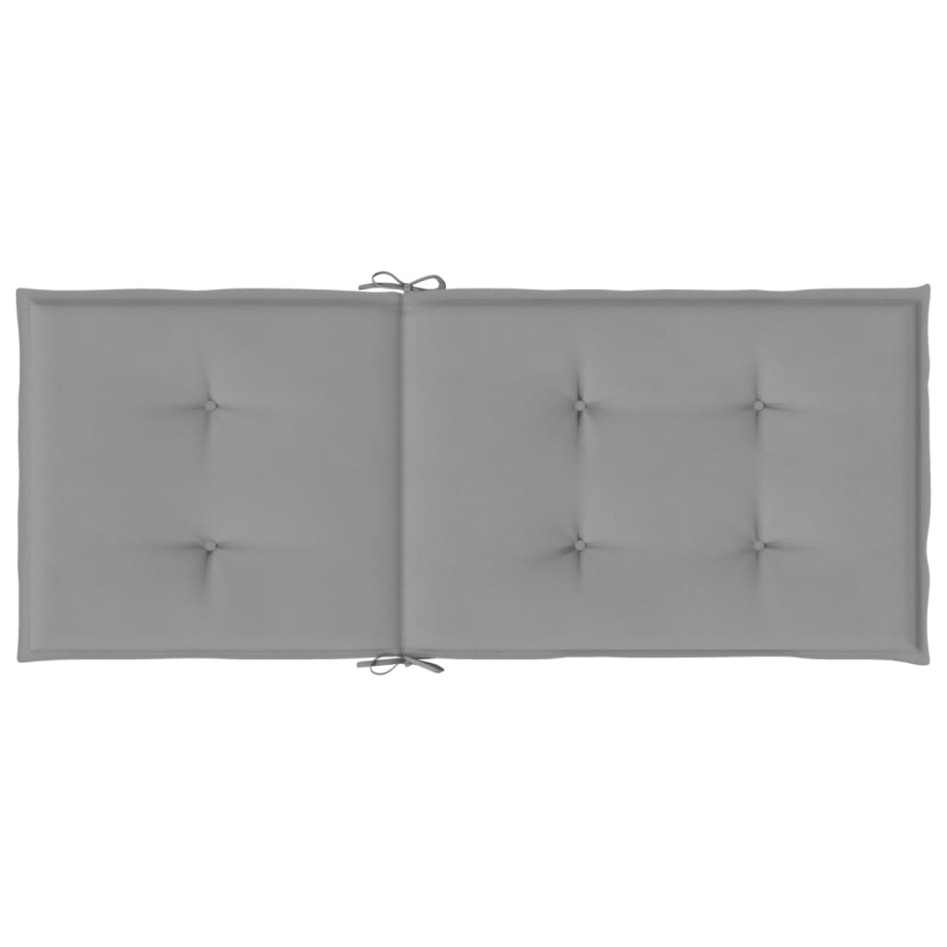 Cojín silla de jardín respaldo alto 6 uds tela gris 120x50x3