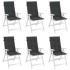 Cojín silla de jardín respaldo alto 6 uds tela negro
