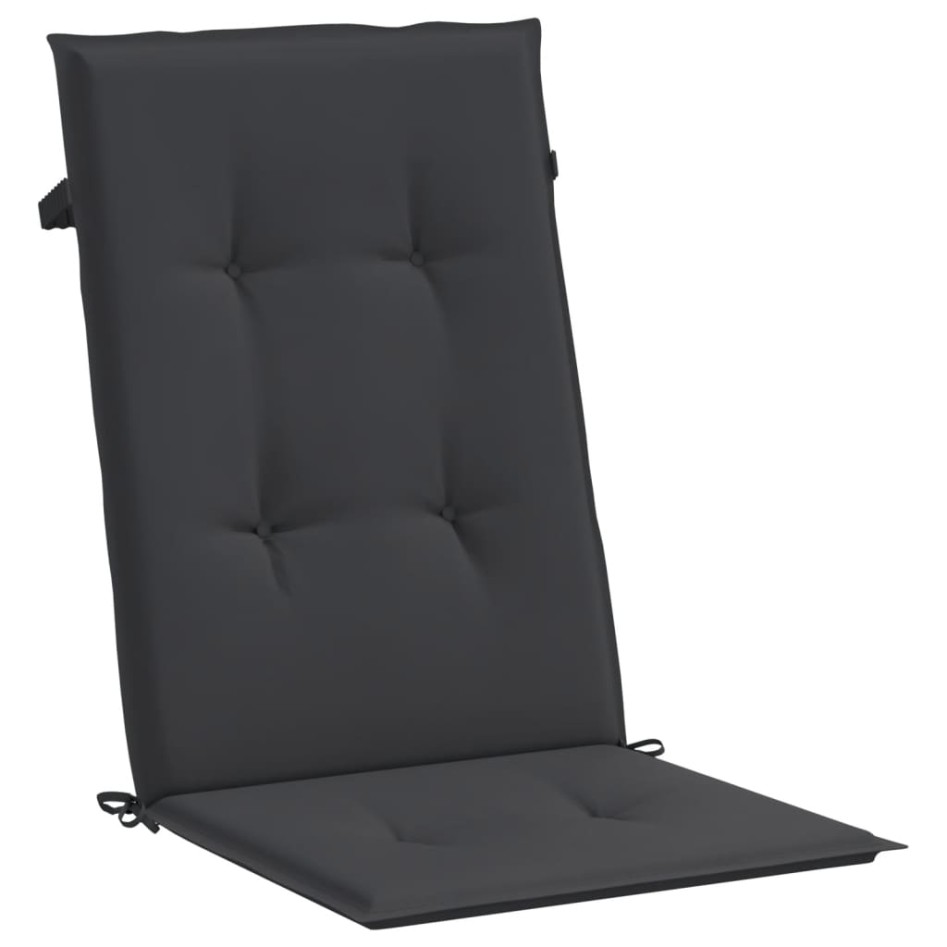 Cojín silla de jardín respaldo alto 6 uds tela negro