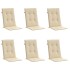 Cojín silla de jardín respaldo alto 6 uds tela beige