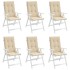 Cojín silla de jardín respaldo alto 6 uds tela beige