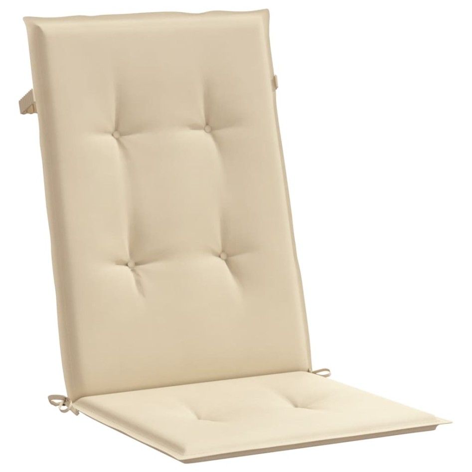 Cojín silla de jardín respaldo alto 6 uds tela beige