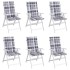 Cojín silla jardín respaldo alto 6 uds cuadros gris 120x50x3