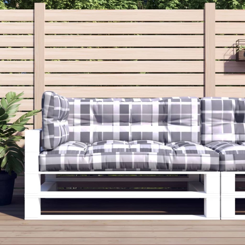 Cojines para palets 3 unidades tela a cuadros