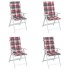 Cojín silla jardín respaldo alto 4 uds cuadros rojo 120x50x3