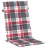 Cojín silla jardín respaldo alto 4 uds cuadros rojo 120x50x3