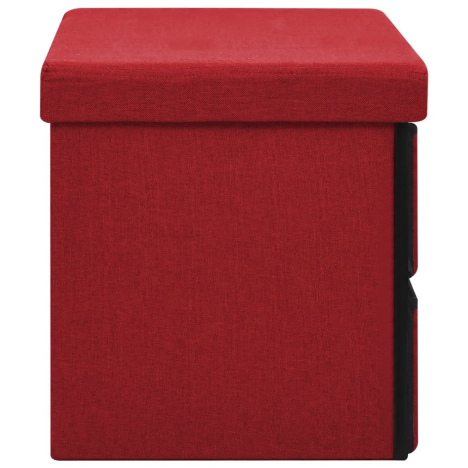 Banco almacenaje plegable lino sintético rojo tinto 76x38x38