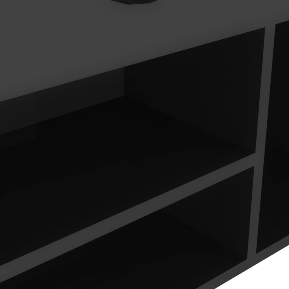 vi Banco zapatero con cojín madera ingeniería negro