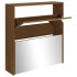 Mueble zapatero con espejo 2 niveles roble marrón 63x17x67