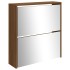 Mueble zapatero con espejo 2 niveles roble marrón 63x17x67
